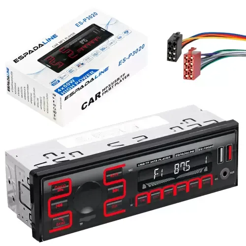 Oto Teyp 4x50 Watt Bluetooth Dual Usb Tf Aux 7 Renk Ekran ES-P3020