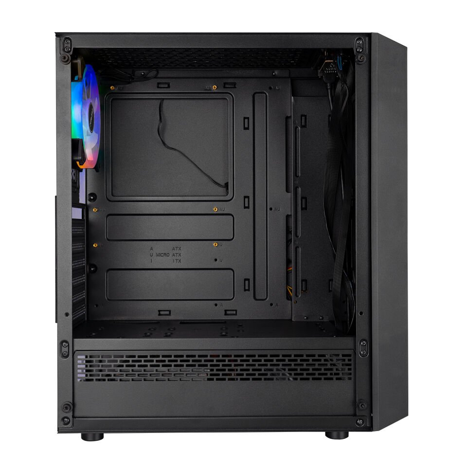 EVEREST FLAT MESH PSU YOK 4x12CM RGB FAN ATX TEMPERED GLASS 2xUSB2.0/1xUSB3.0 SİYAH MID TOWER GAMİNG KASA