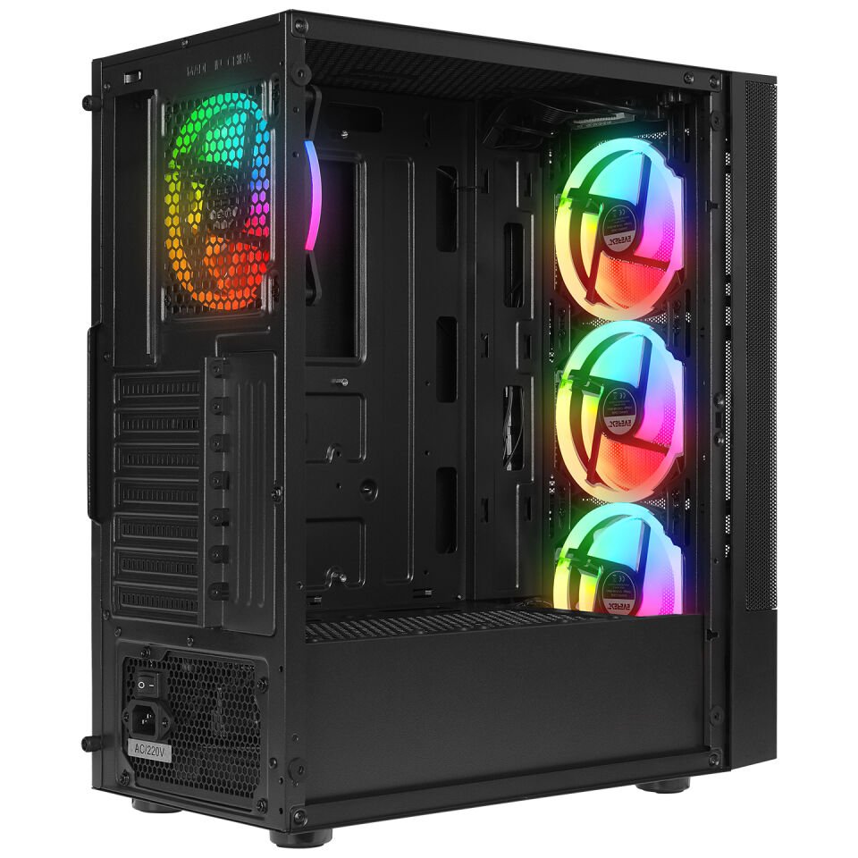 EVEREST DUSK 600W 4x12CM RGB FAN ATX TEMPERED GLASS 2xUSB2.0/1xUSB3.0 SİYAH MID TOWER GAMİNG KASA