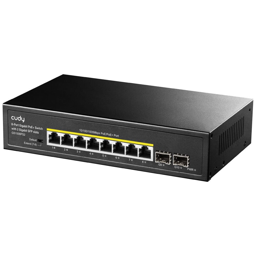 CUDY GS1008PS2 8 PORT 10/100/1000 8 PORT POE+ 2 X SFP 120W YONETILEMEZ DESKTOP SWITCH