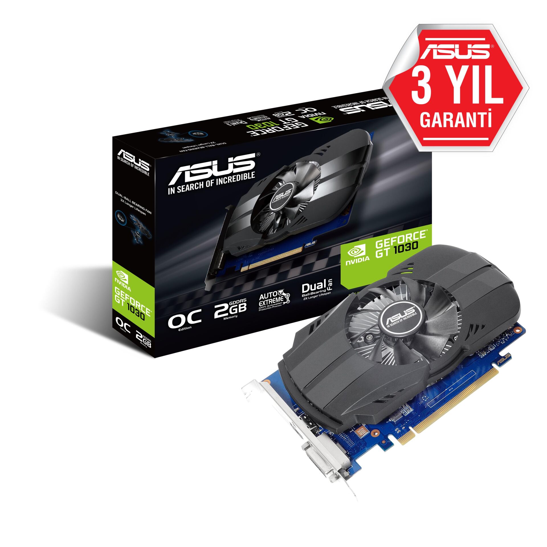 ASUS PH-GT1030-O2G PHOENIX GT1030 2GB DDR5 64Bit DVI/HDMI 16X