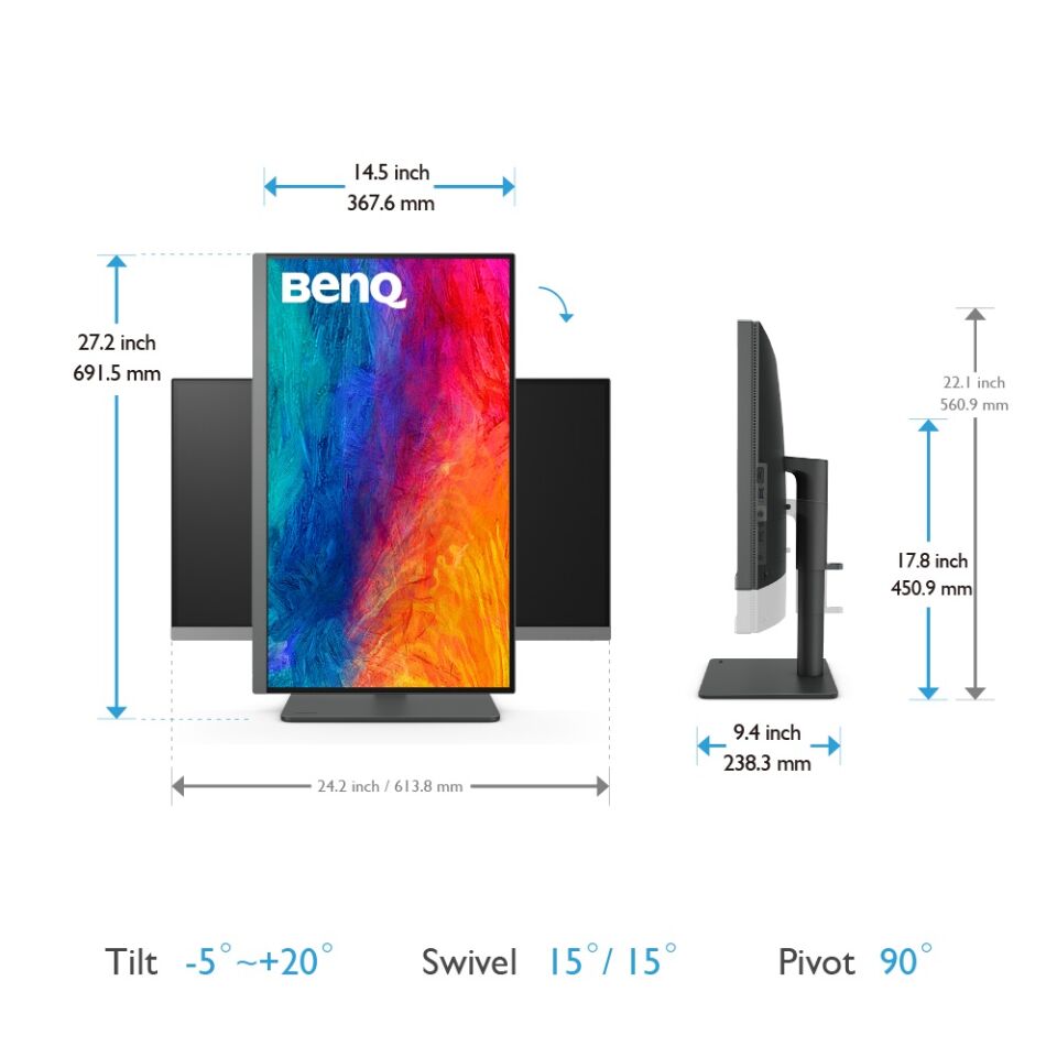BENQ PD2706U 27'' 5MS 4K UHD 3840x2160 DP/HDMI/TYPE-C PIVOT HDR10, DISPLAYHDR400 TASARIM MONİTÖR