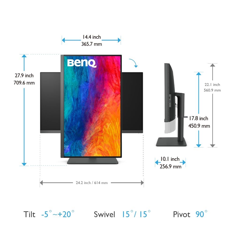 BENQ PD2705U 27'' 5MS 4K HDR 3840x2160 DP/HDMI/TYPE-C PIVOT SRGB REC709 DUALVIEW TASARIM MONİTÖR