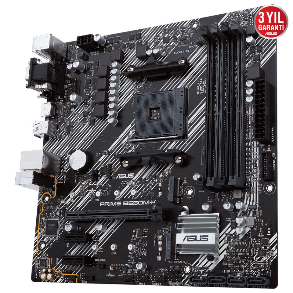 ASUS PRIME B550M-K B550 4xDDR4 VGA+HDMI+DVI-D 16X 2xM.2 AM4 ANAKART