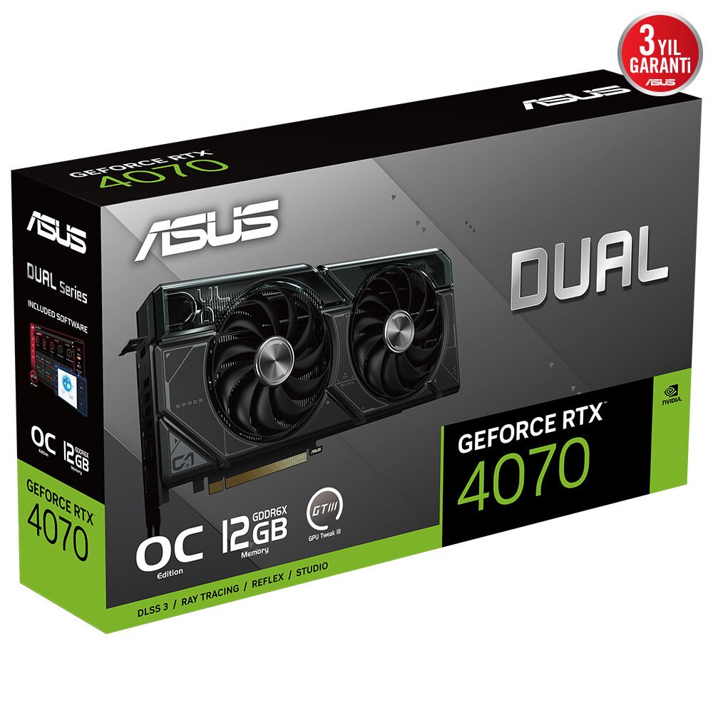 ASUS DUAL-RTX4070-O12G RTX4070 12GB GDDR6X 192Bit 3xDP/1xHDMI PCI-E 4.0