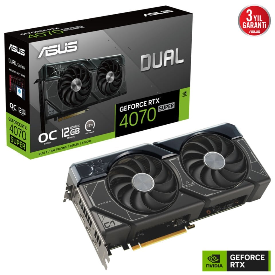 ASUS DUAL-RTX4070S-O12G RTX4070 SUPER OC 12GB GDDR6X 192Bit 3xDP/1xHDMI PCI-E 4.0