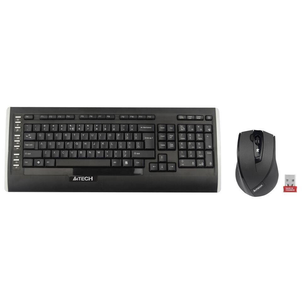 A4 TECH 9300F TÜRKÇE KABLOSUZ MULTİMEDYA SİYAH 2.4 GHz Q KLAVYE+MOUSE