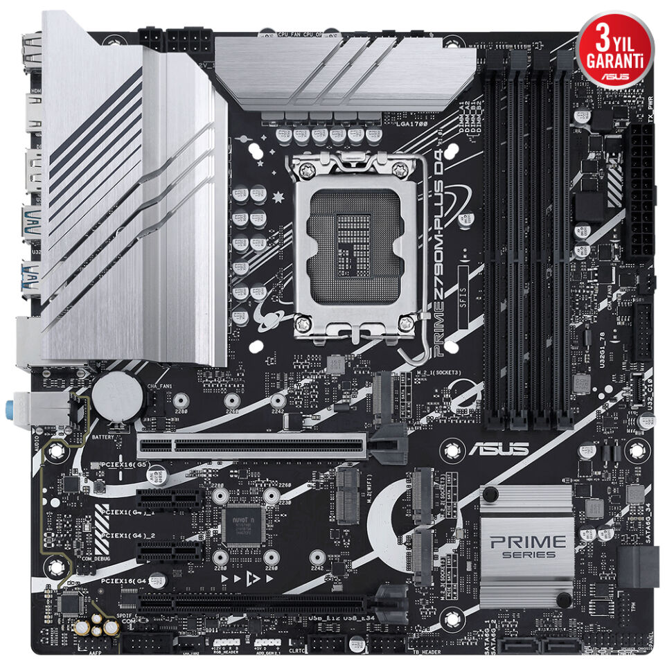 ASUS PRIME Z790M-PLUS D4 4xDDR4 HDMI/DP 3xM.2 1xGLAN 1700P (12.Gen 13.Gen) ANAKART
