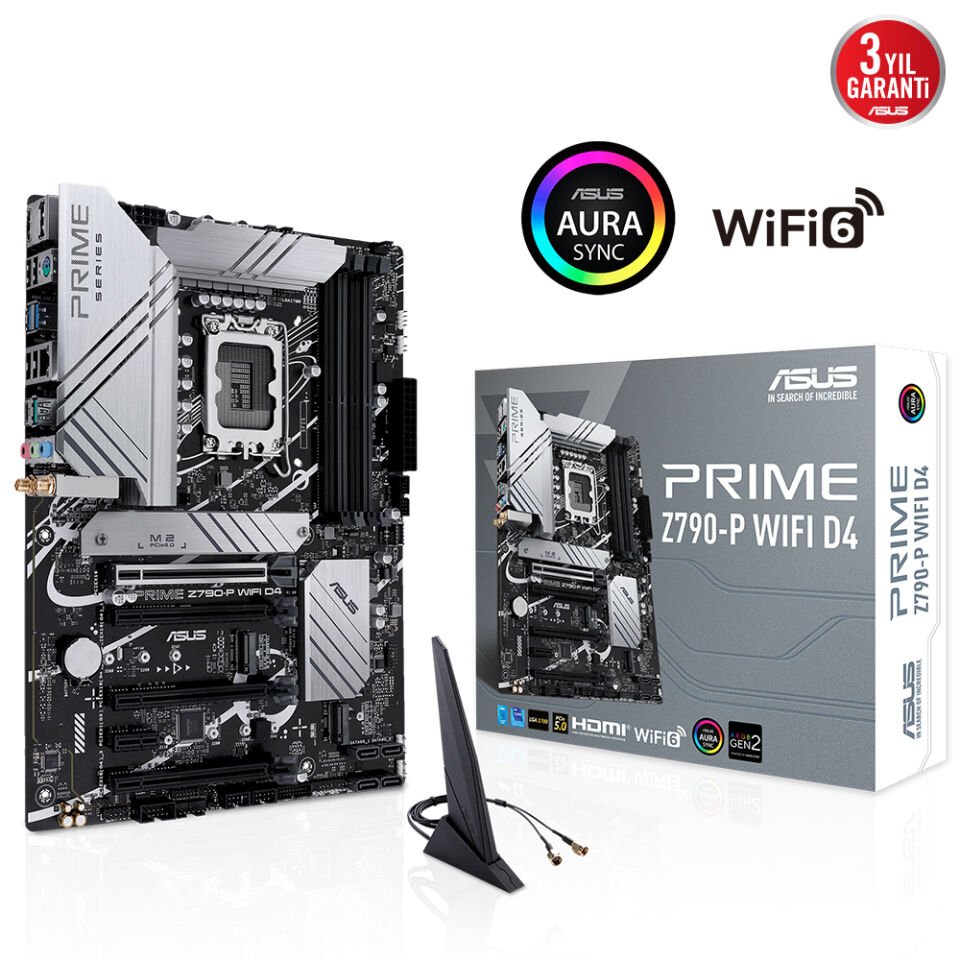 ASUS PRIME Z790-P WIFI D4 4xDDR4 HDMI/DP 3xM.2 1xGLAN 1700P (12.Gen 13.Gen) ANAKART