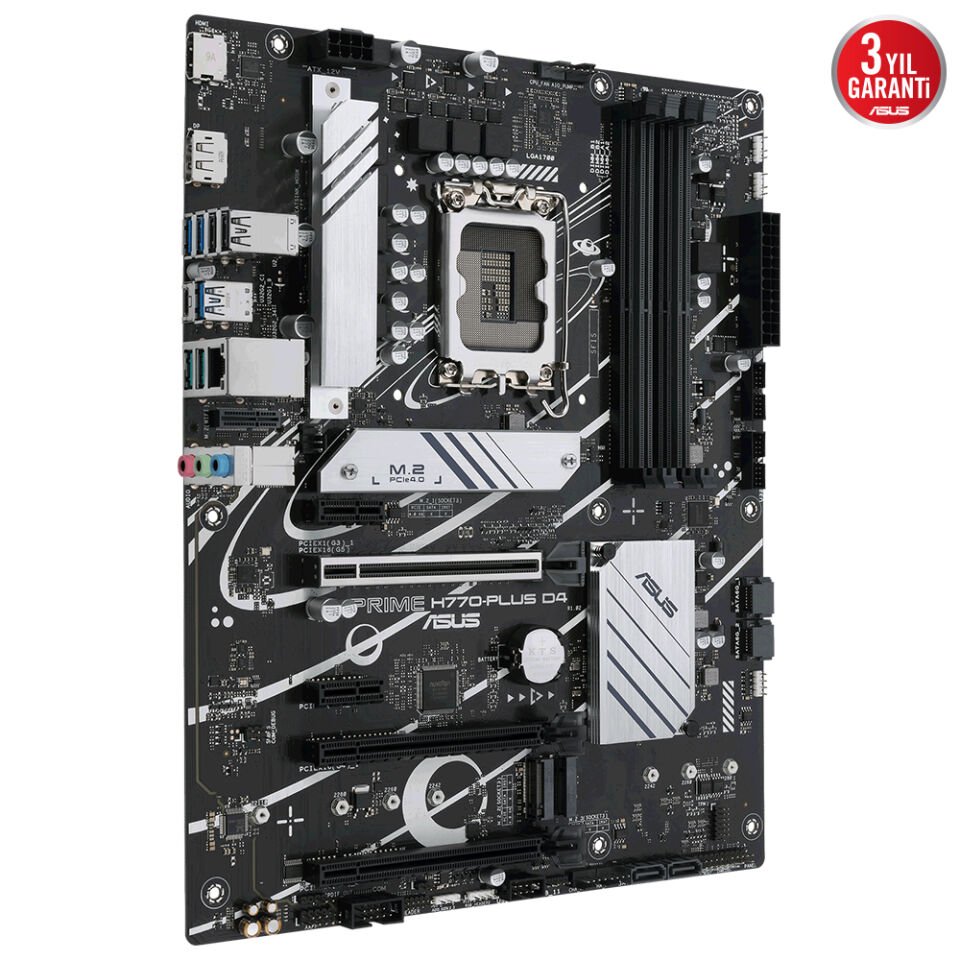 ASUS PRIME H770-PLUS D4 4xDDR4 VGA/HDMI 3xM.2 1xGLAN 1700P (12.Gen 13.Gen) ANAKART