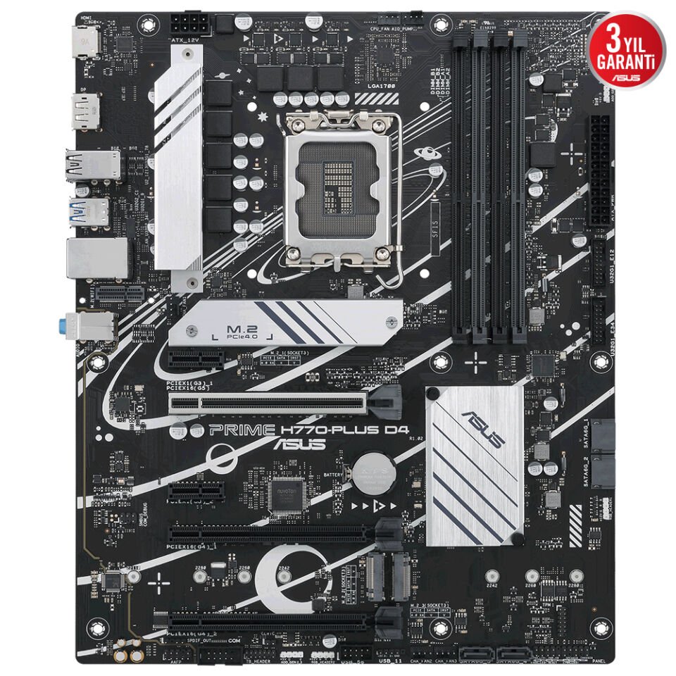 ASUS PRIME H770-PLUS D4 4xDDR4 VGA/HDMI 3xM.2 1xGLAN 1700P (12.Gen 13.Gen) ANAKART