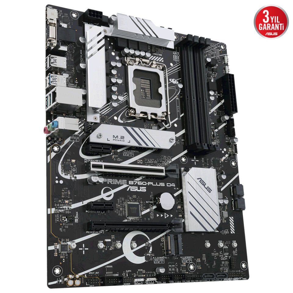ASUS PRIME B760-PLUS D4 4xDDR4 HDMI/DP 3xM.2 1xGLAN 1700P (12.Gen 13.Gen) ANAKART