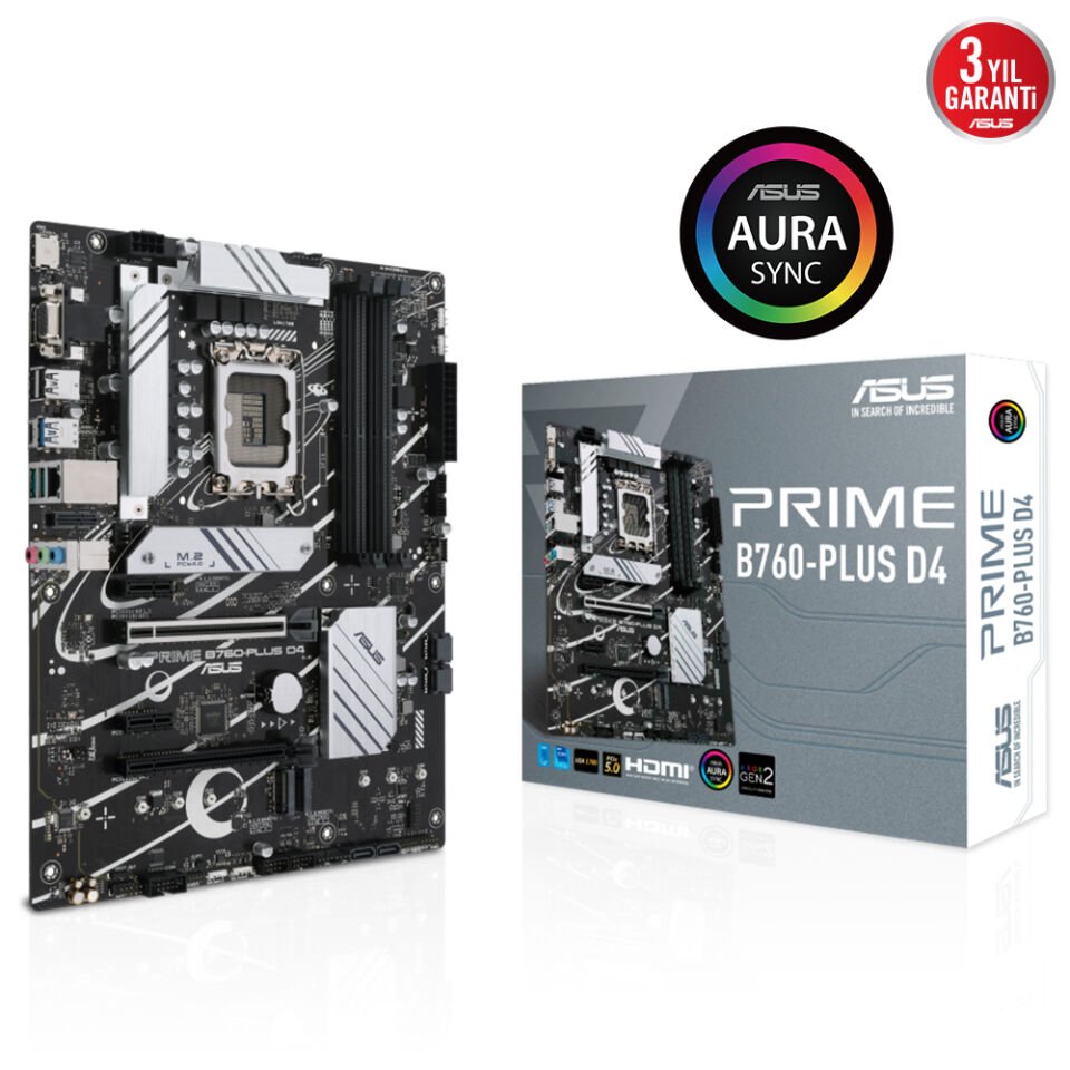 ASUS PRIME B760-PLUS D4 4xDDR4 HDMI/DP 3xM.2 1xGLAN 1700P (12.Gen 13.Gen) ANAKART