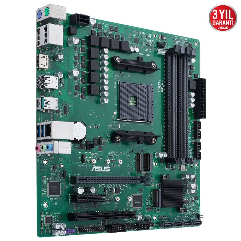 ASUS PRO B550M-C/CSM 4xDDR4 DP/HDMI 2xM.2 AM4 ANAKART