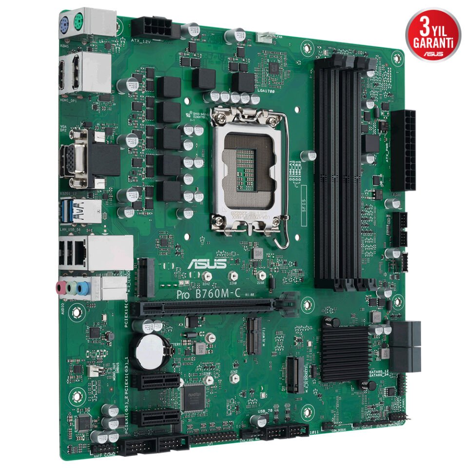ASUS PRO B760M-C-CSM 4xDDR5 HDMI/DP 2xM.2 1xGLAN 1700P (12.Gen 13.Gen) ANAKART