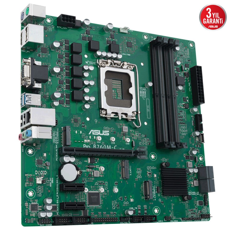 ASUS PRO B760M-C-CSM 4xDDR5 HDMI/DP 2xM.2 1xGLAN 1700P (12.Gen 13.Gen) ANAKART